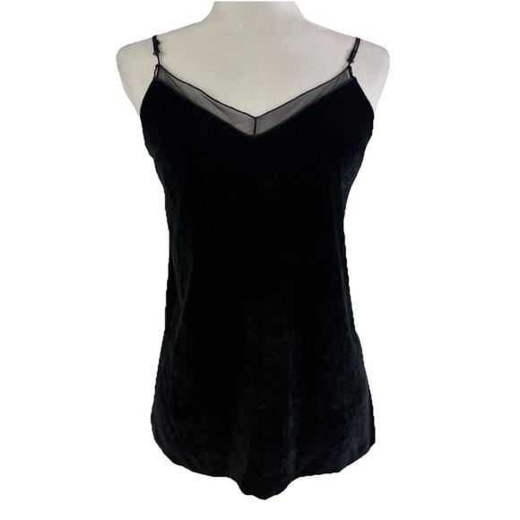 Free People Intimately Black Velvet Mesh Camisole XS Whimsigoth Neutral V Neck - Picture 1 of 12